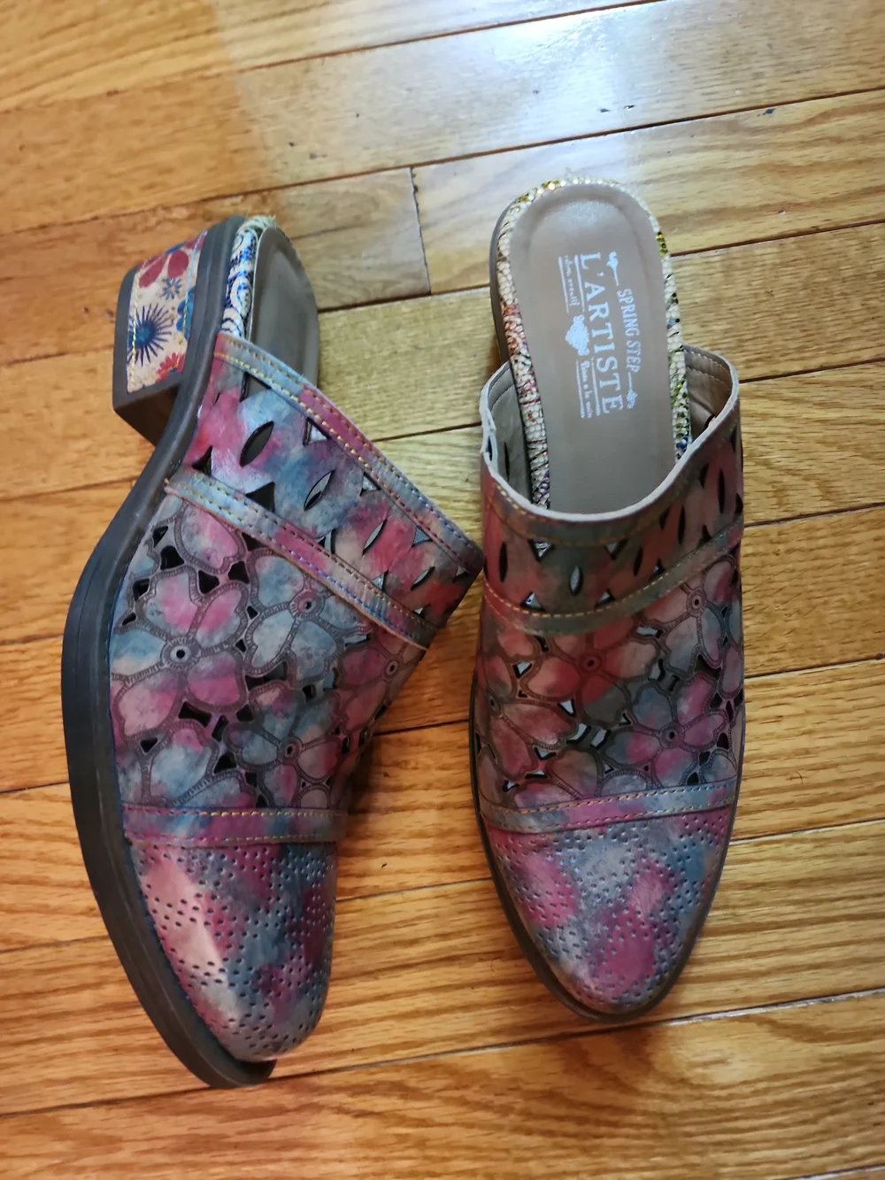 NWOT!La Artiste By Spring Step Rosalinda Women's Multicolor Floral Slip-On Mules - Picture 2 of 9